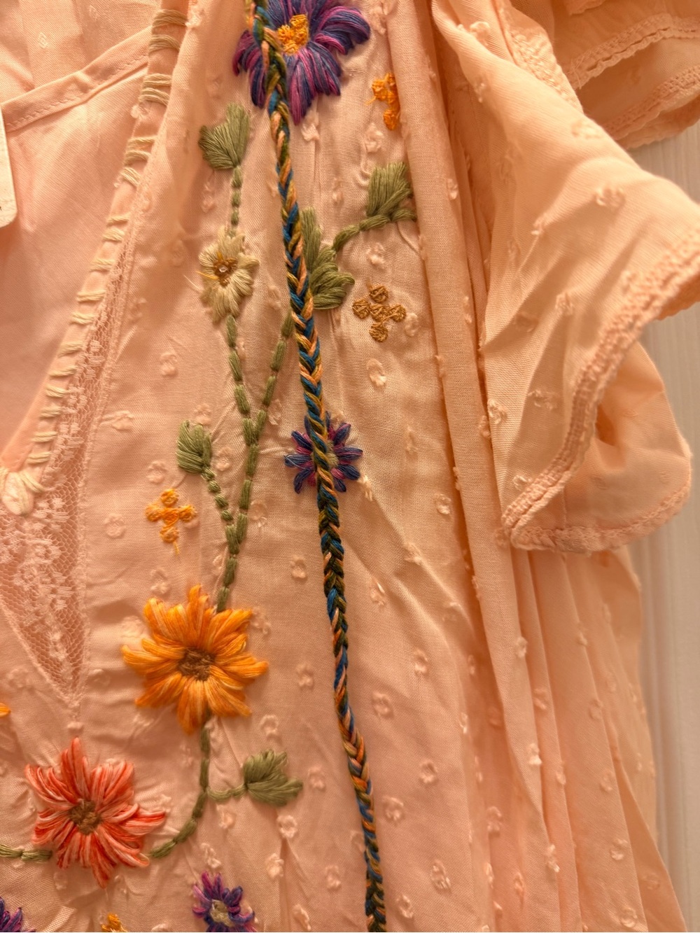 Free People Peach Maxi Dress with Floral Embroidery - Picture 4 of 9